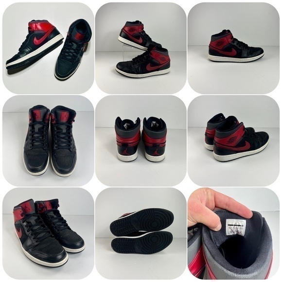 ?nike Air Jordan 1 Mid \'Gym Red\' Men\'s Sneaker Size 11.5 Black Red 554724-024 main image 11